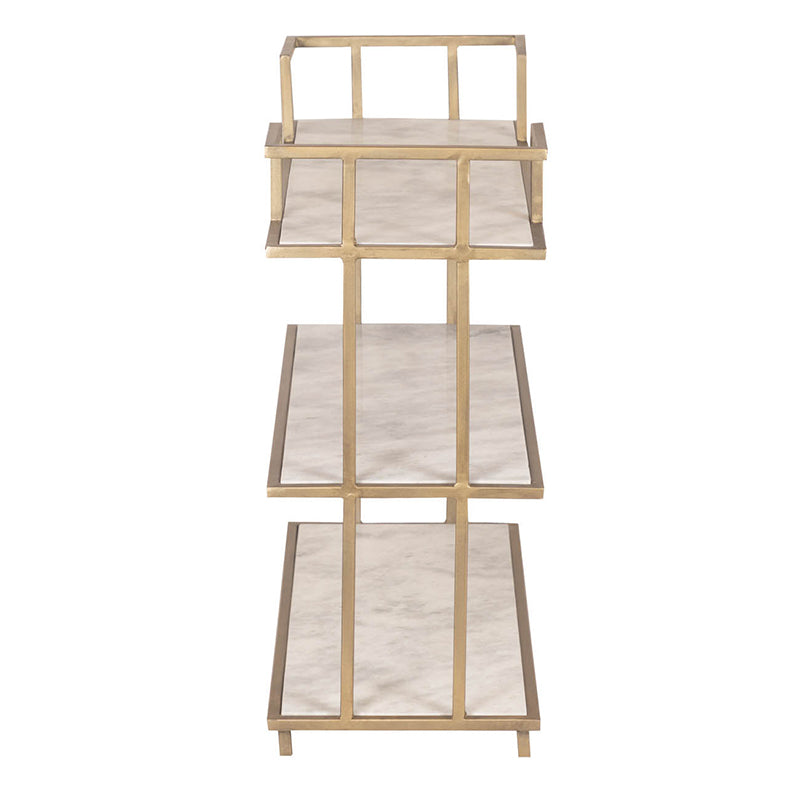 A&B Home 30" x 30" Bundle of 6 Rectangular Polished Brass Frame Three-Tiered Marble Shelves