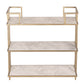 A&B Home 30" x 30" Bundle of 6 Rectangular Polished Brass Frame Three-Tiered Marble Shelves