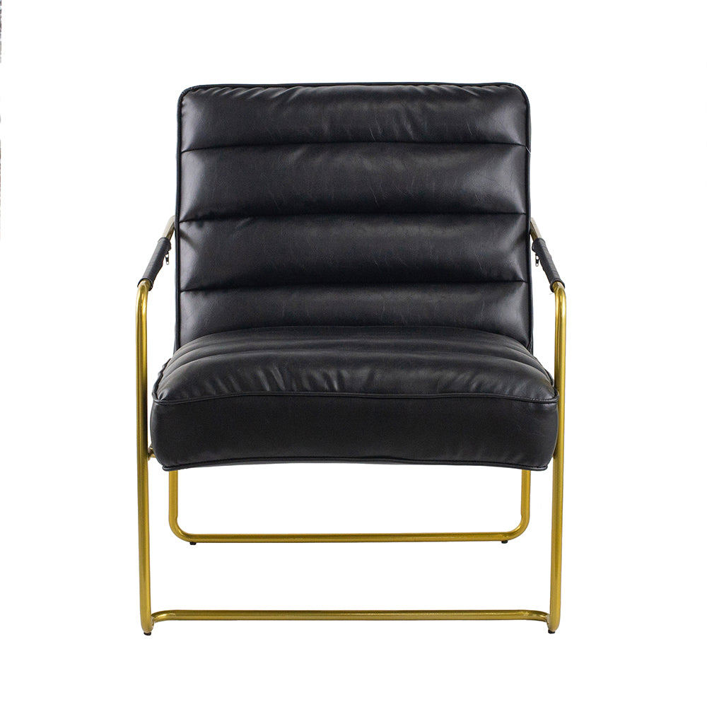 A&B Home 30" x 30" Bundle of 8 Black Leather In Gold Frame Arm Chair