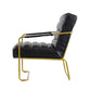 A&B Home 30" x 30" Bundle of 8 Black Leather In Gold Frame Arm Chair