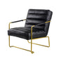 A&B Home 30" x 30" Bundle of 8 Black Leather In Gold Frame Arm Chair