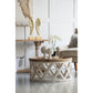 A&B Home 32" x 16" Bundle of 9 Round Weathered White With Wooden Tabletop Coffee Table