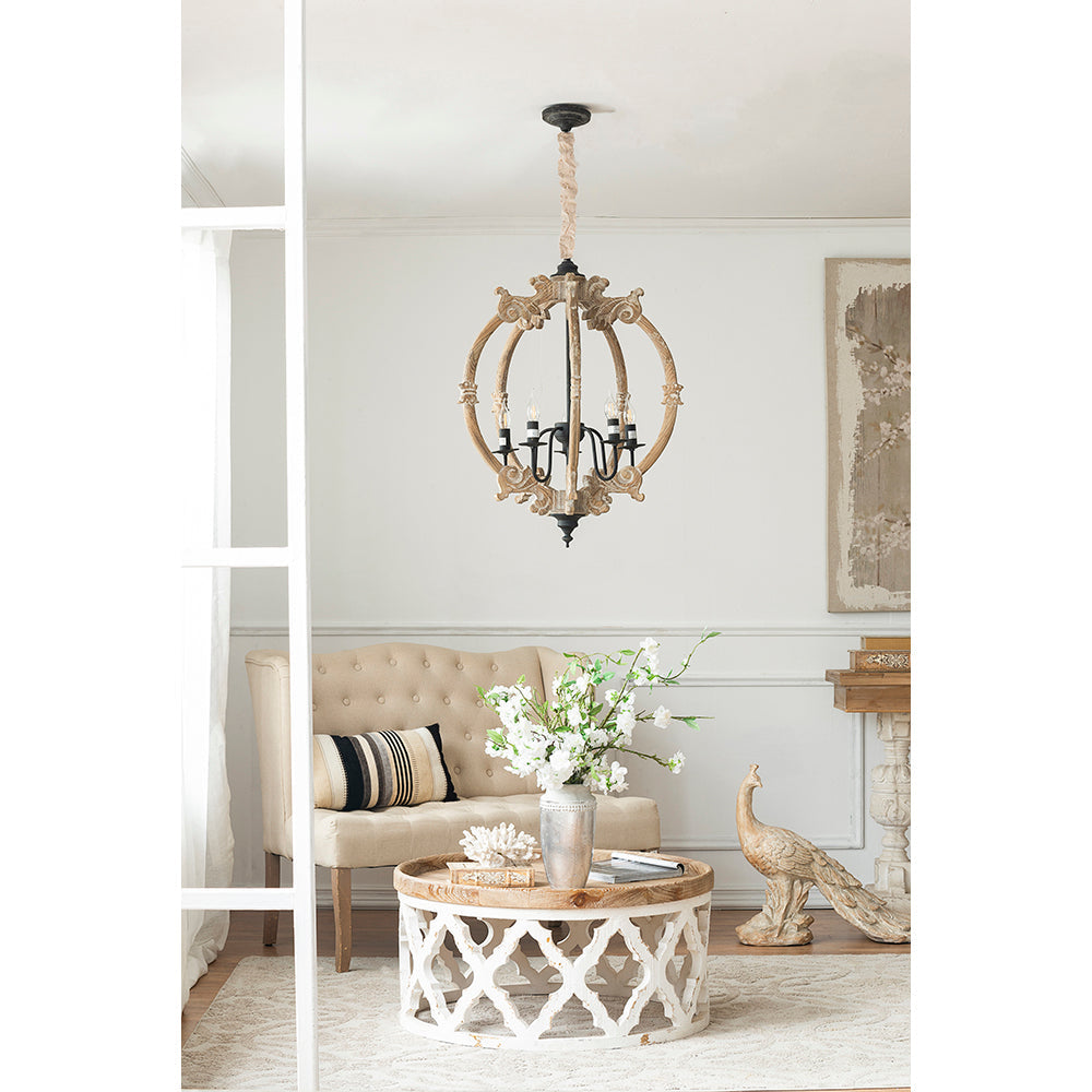 A&B Home 32" x 16" Bundle of 9 Round Weathered White With Wooden Tabletop Coffee Table