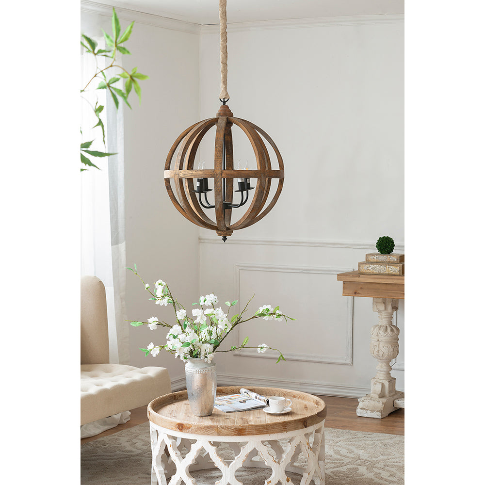 A&B Home 32" x 16" Bundle of 9 Round Weathered White With Wooden Tabletop Coffee Table