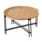 A&B Home 32" x 18" Bundle of 11 Round Black Metal Frame Coffee Table With Natural Brown Tabletop