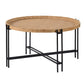 A&B Home 32" x 18" Bundle of 11 Round Black Metal Frame Coffee Table With Natural Brown Tabletop