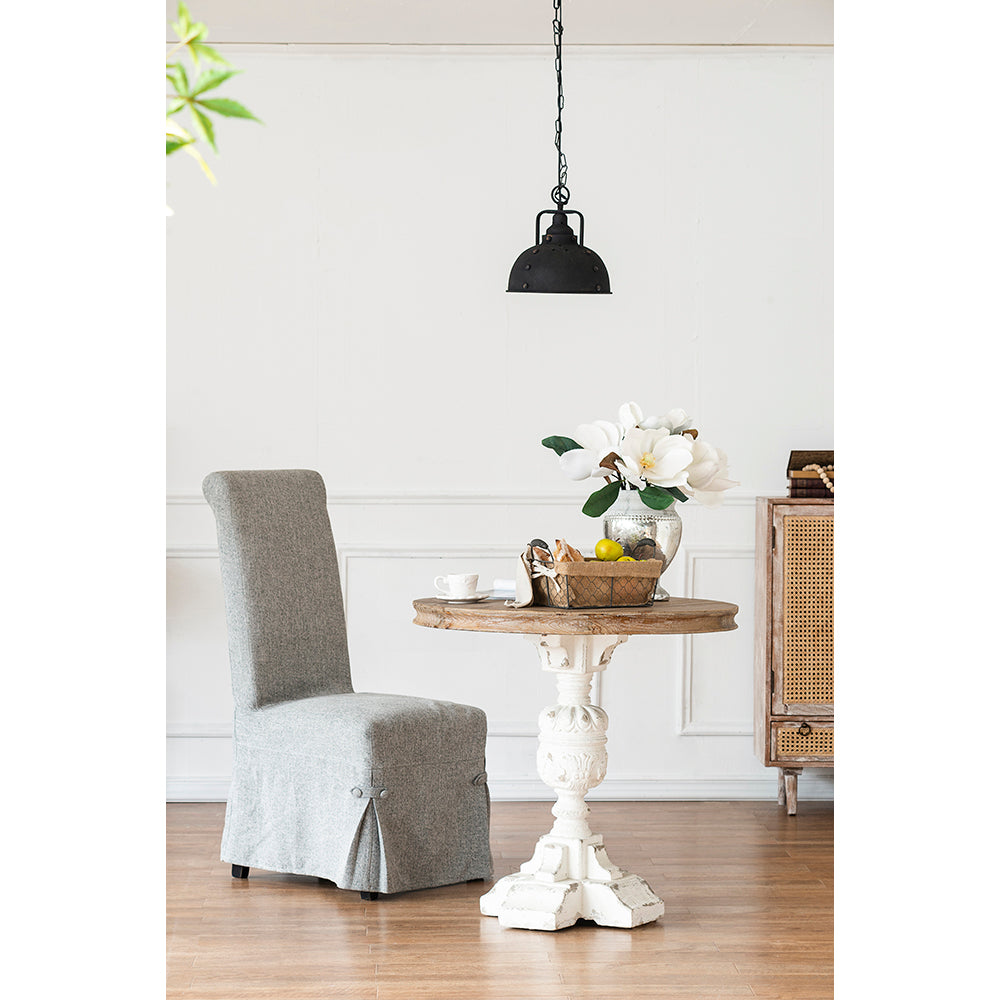A B Home 32 x 31 Bundle of 9 Round Distressed White Side Table With Wooden Tabletop