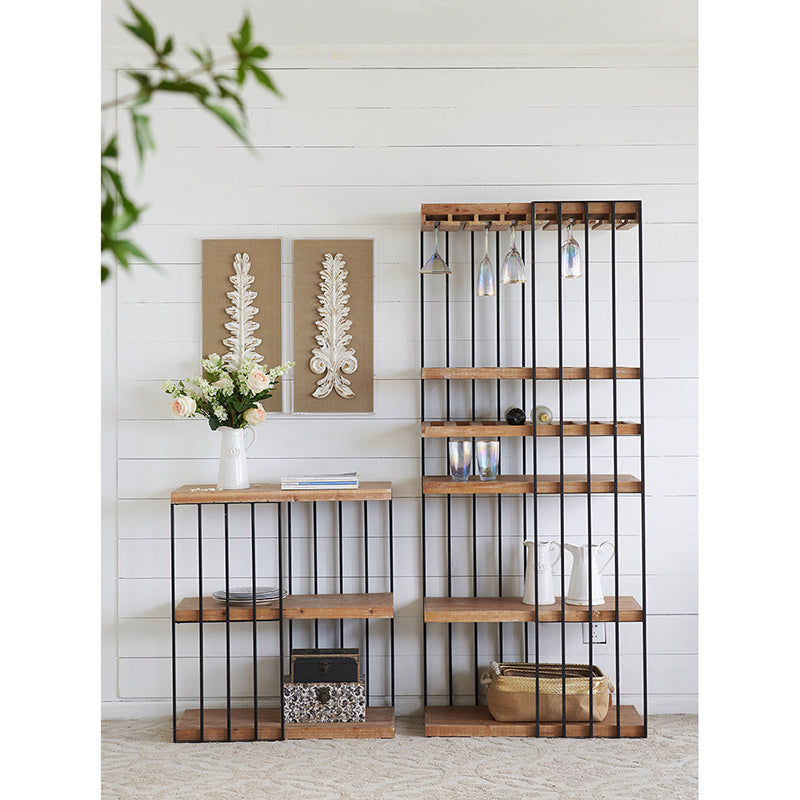 A&B Home 32" x 35" Bundle of 8 Rectangular Black Frame Three-Tier Wooden Shelving