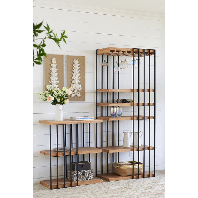 A&B Home 32" x 35" Bundle of 8 Rectangular Black Frame Three-Tier Wooden Shelving