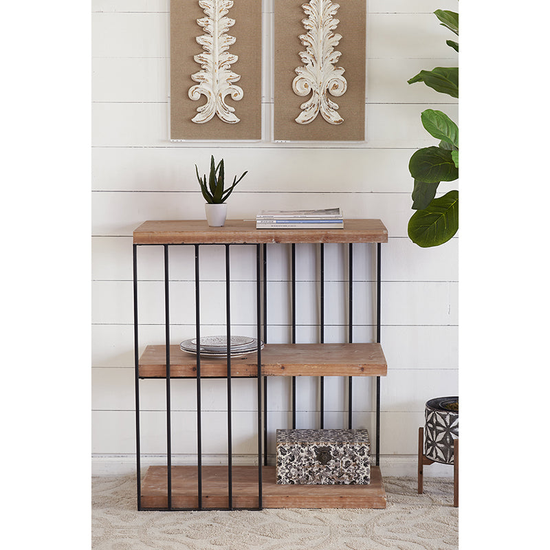 A&B Home 32" x 35" Bundle of 8 Rectangular Black Frame Three-Tier Wooden Shelving