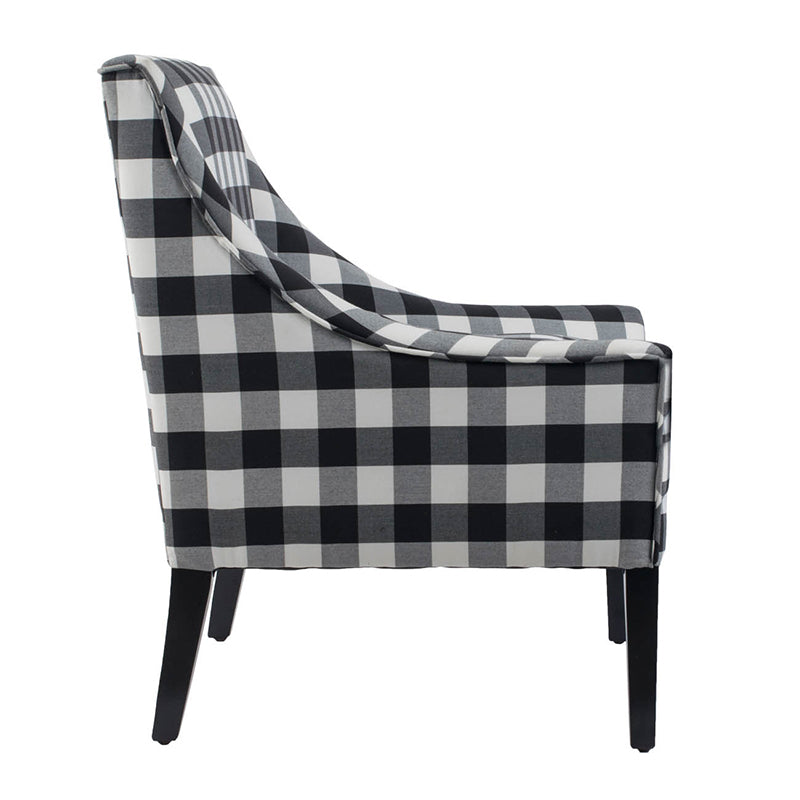 A&B Home 32" x 38" Bundle of 4 Black and White Plaid Arm Chair