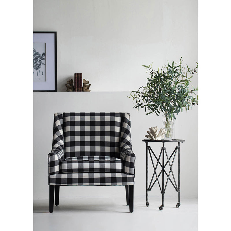 A&B Home 32" x 38" Bundle of 4 Black and White Plaid Arm Chair