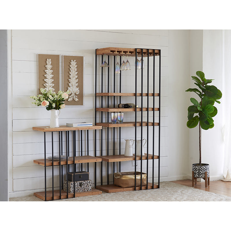 A&B Home 32" x 77" Bundle of 5 Rectangular Black Frame Five-Tier Wooden Shelving