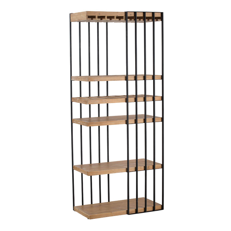 A&B Home 32" x 77" Bundle of 5 Rectangular Black Frame Five-Tier Wooden Shelving