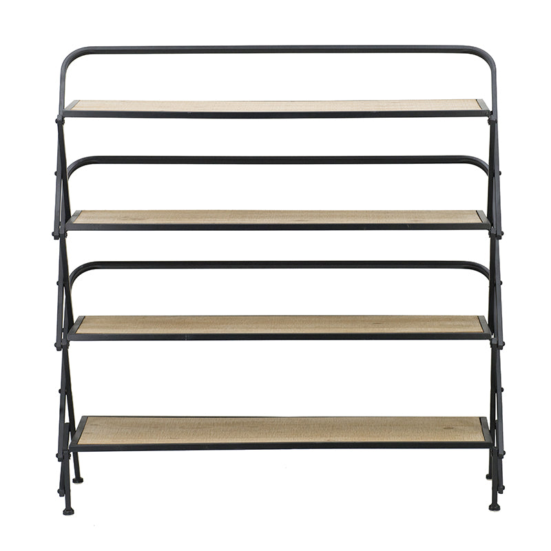 A&B Home 33" x 34" Bundle of 11 Rectangular Black Metal Frame Four-Tiered Wooden Accordion Shelves