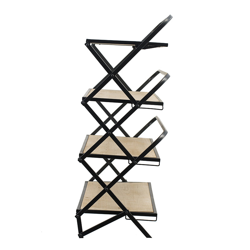 A&B Home 33" x 34" Bundle of 11 Rectangular Black Metal Frame Four-Tiered Wooden Accordion Shelves