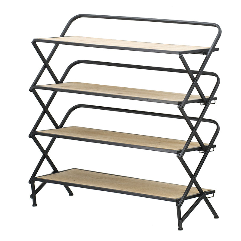 A&B Home 33" x 34" Bundle of 11 Rectangular Black Metal Frame Four-Tiered Wooden Accordion Shelves