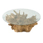 A&B Home 35" x 18" Bundle of 2 Oval-Shaped Glass Tabletop With Wooden Base Coffee Table