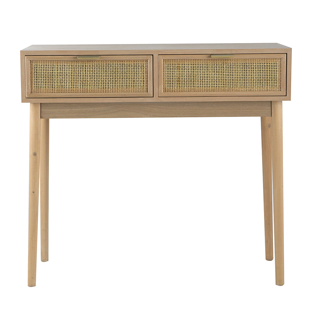 A&B Home 35" x 31" Bundle of 11 Rectangular Pine Wood and Rattan Console Table With 2 Drawers