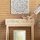 A&B Home 35" x 31" Bundle of 11 Rectangular Pine Wood and Rattan Console Table With 2 Drawers