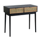 A&B Home 35" x 31" Bundle of 12 Rectangular Black Pine Wood Tabletop With Two Rattan Drawer Console Table