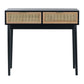 A&B Home 35" x 31" Bundle of 12 Rectangular Black Pine Wood Tabletop With Two Rattan Drawer Console Table
