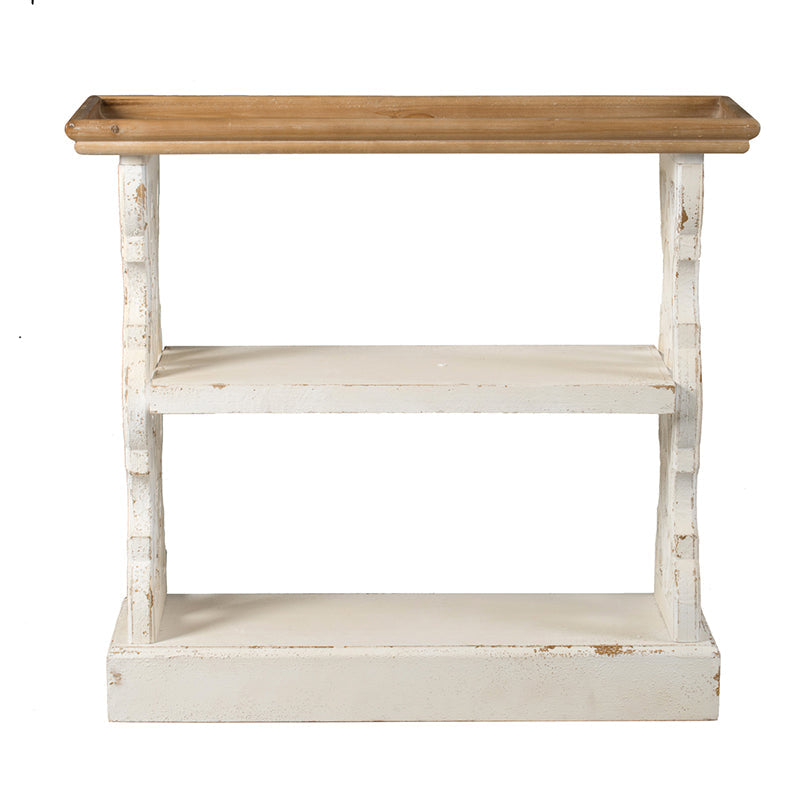 A&B Home 35" x 32" Bundle of 11 Distressed White Shelving With Natural Wood Tray Top