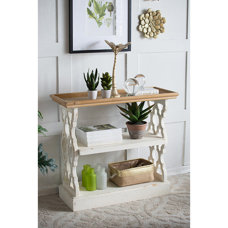 A&B Home 35" x 32" Bundle of 11 Distressed White Shelving With Natural Wood Tray Top