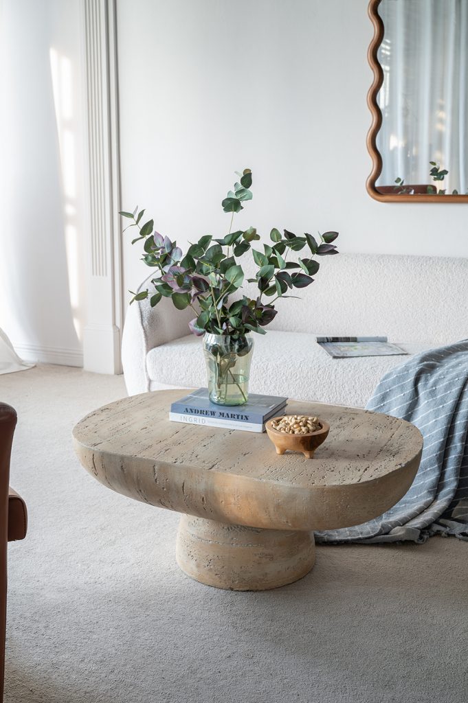 A&B Home 36" x 15" Bundle of 9 Oval-Shaped Cream Cement Coffee Table