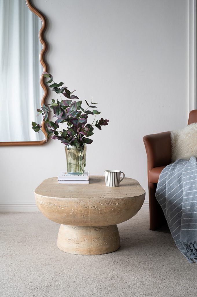 A&B Home 36" x 15" Bundle of 9 Oval-Shaped Cream Cement Coffee Table