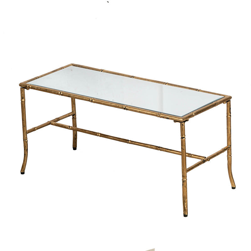 A&B Home 36" x 17" Bundle of 15 Rectangular Antique Gold Frame Coffee Table With Glass Tabletop