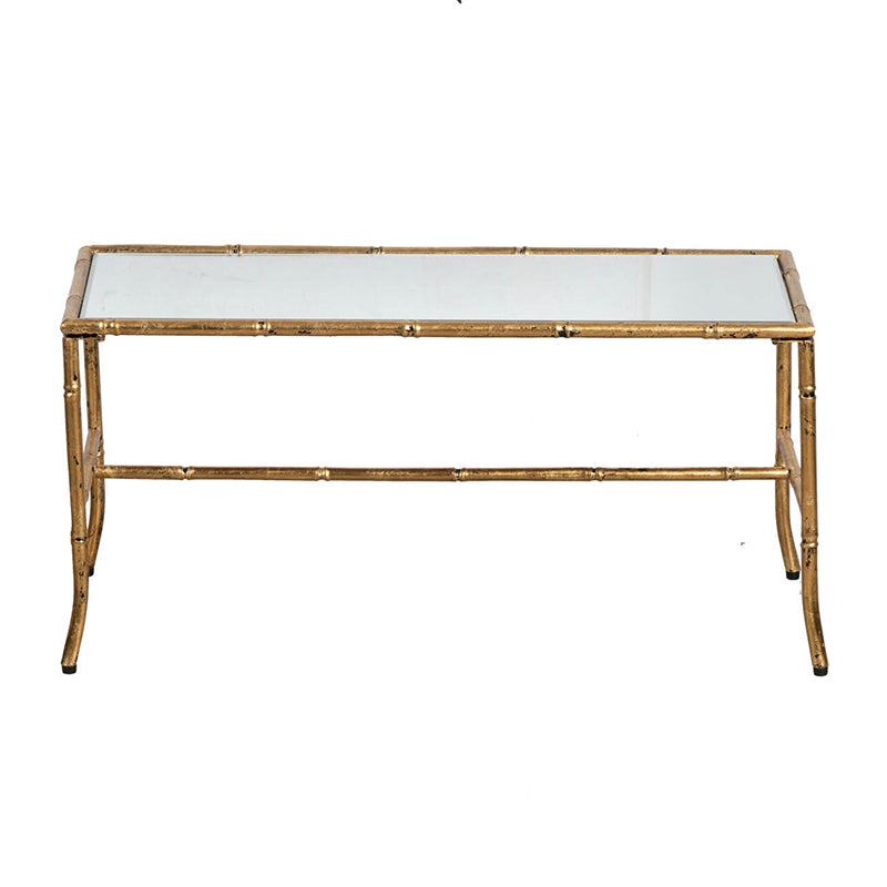 A&B Home 36" x 17" Bundle of 15 Rectangular Antique Gold Frame Coffee Table With Glass Tabletop