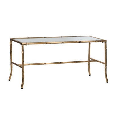 A&B Home 36" x 17" Bundle of 15 Rectangular Antique Gold Frame Coffee Table With Glass Tabletop