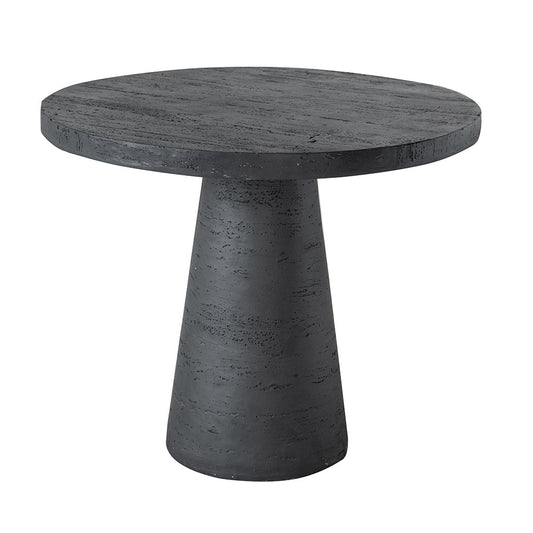 A&B Home 36" x 30" Bundle of 8 Round Black Cement Dining Table With Pedestal Base