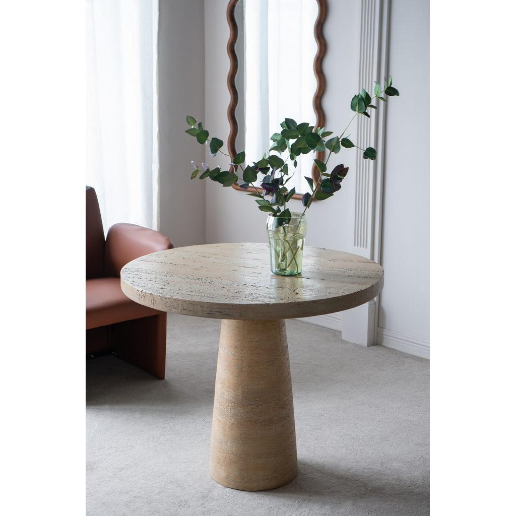 A&B Home Round Cream Cement Dining Table - Thumbnail 3