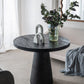 A&B Home 36" x 30" Round Black Cement Dining Table With Pedestal Base