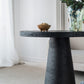 A&B Home 36" x 30" Round Black Cement Dining Table With Pedestal Base