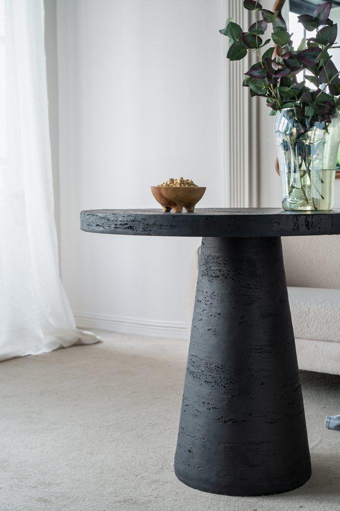 A&B Home 36" x 30" Round Black Cement Dining Table With Pedestal Base