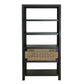 A&B Home 36" x 72" Bundle of 2 Rectangular Black Wood Frame Four-Tiered Wooden Shelves With Drawer