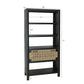 A&B Home 36" x 72" Bundle of 2 Rectangular Black Wood Frame Four-Tiered Wooden Shelves With Drawer