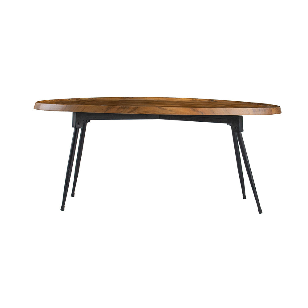 A&B Home 39" x 16" Bundle of 8 Oval-Shaped Wooden Tabletop Coffee Table With Black Metal Legs