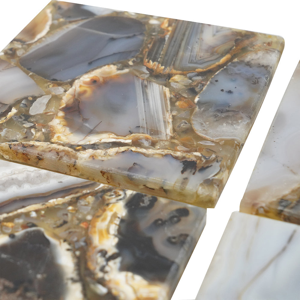 A&B Home 4" Set Of Four Bundle of 26 Square-Shaped Gray Agate Coasters