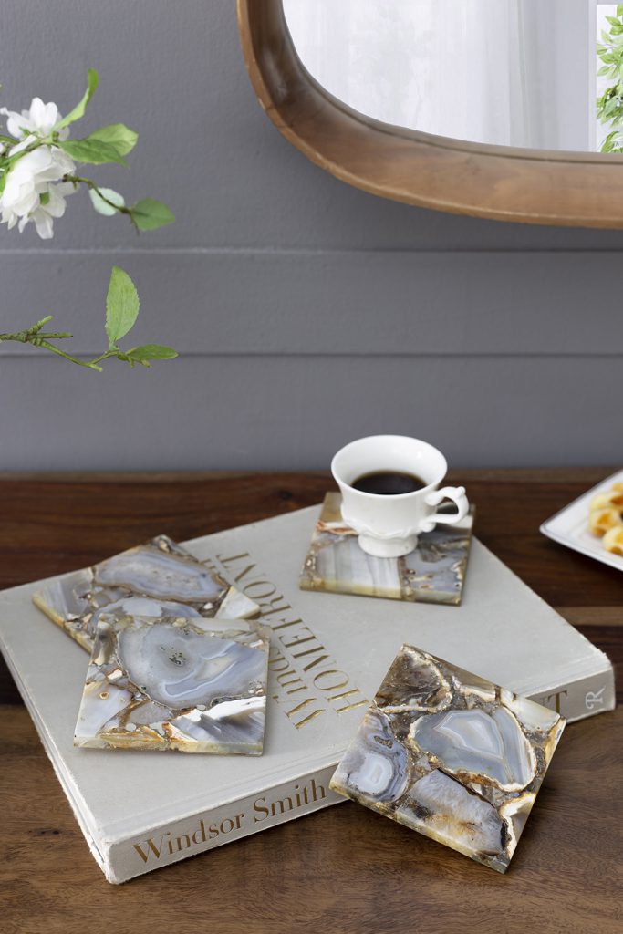 A&B Home 4" Set Of Four Bundle of 26 Square-Shaped Gray Agate Coasters