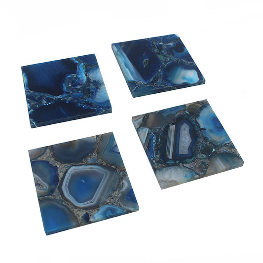 A&B Home 4" Set of Four Bundle of 26 Blue Agate Coasters