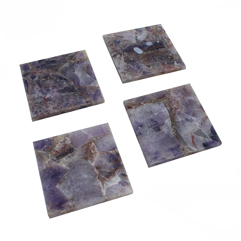 A&B Home 4" Set of Four Bundle of 26 Purple Quartz Coasters