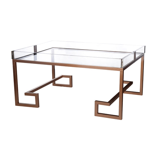 A&B Home 40" x 20" Bundle of 4 Rectangle Glass Tabletop With Coppery Gold Base Coffee Table