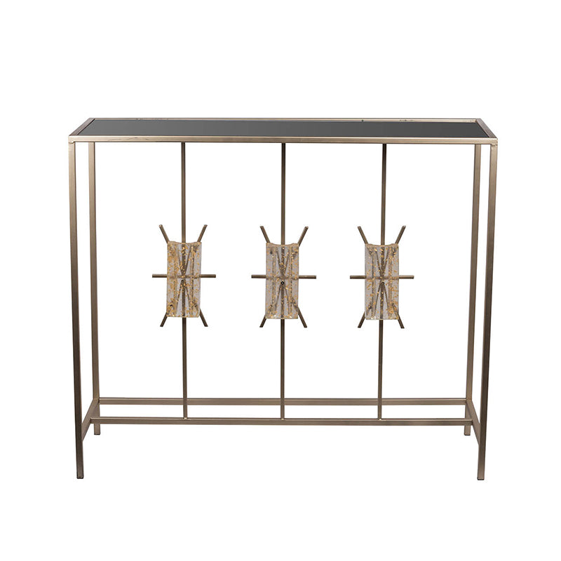 A&B Home 40" x 34" Bundle of 6 Rectangular Black Acrylic Tabletop With Champagne Iron Legs Console Table