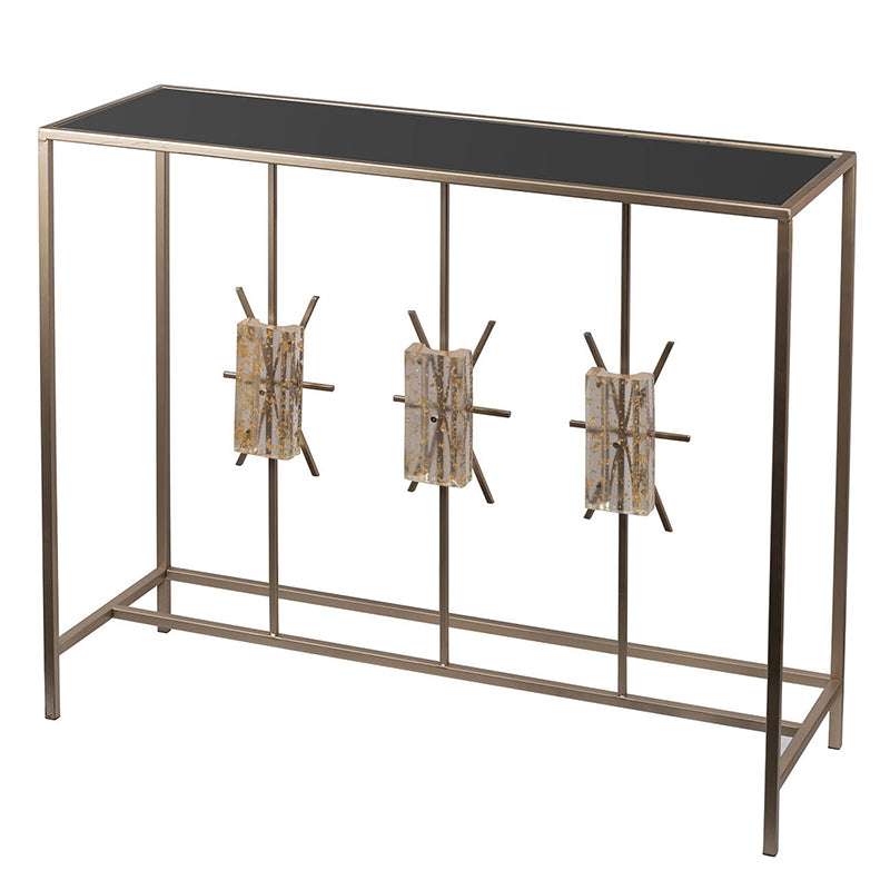 A&B Home 40" x 34" Bundle of 6 Rectangular Black Acrylic Tabletop With Champagne Iron Legs Console Table