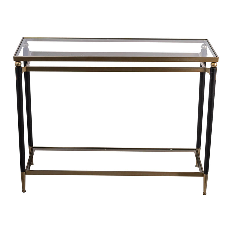 A&B Home 42" x 32" Bundle of 7 Rectangle Gold Glass Tabletop With Black Metal Console Table