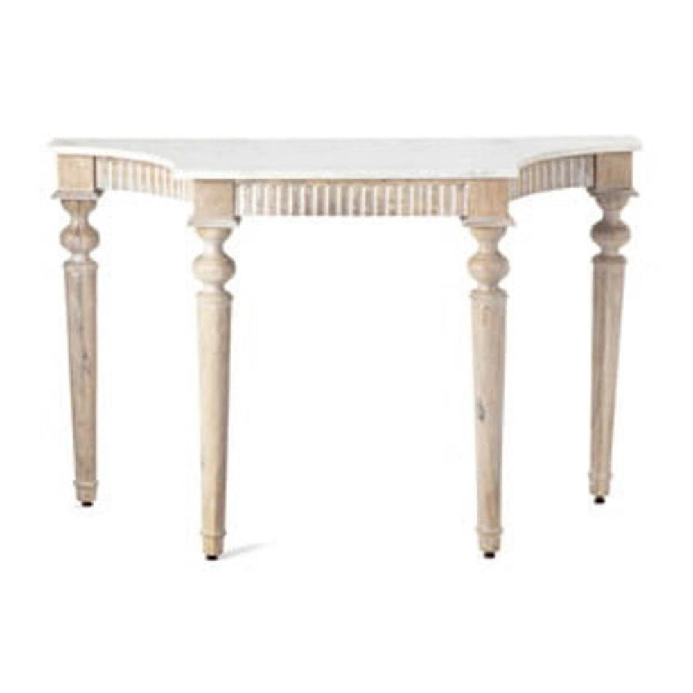 A&B Home 46" x 30" Bundle of 7 White Marble Tabletop Wooden Console Table